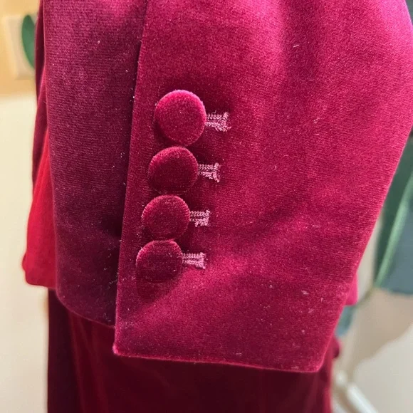 Express Red-Burgundy Velvet Sophisticated Double-Breasted Blazer Large